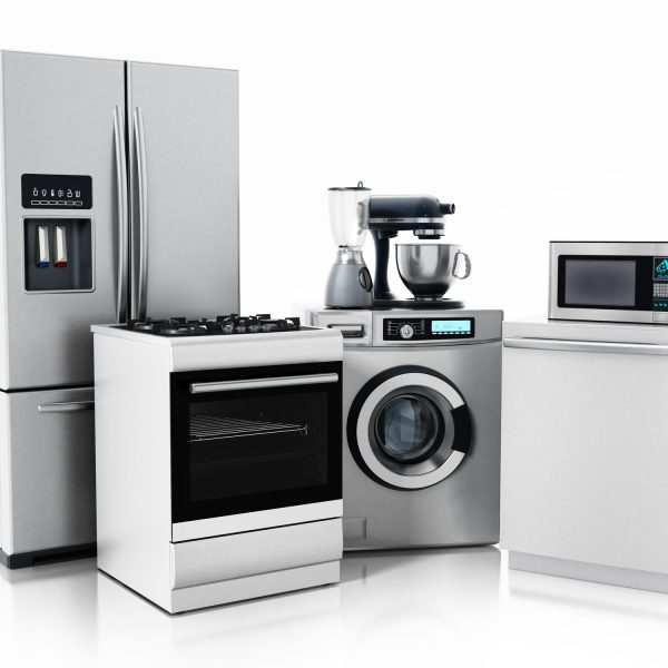 Household equipments isolated on white background. 3D illustration.
